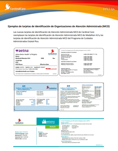 Ejemplos de tarjetas de identificación de Organizaciones de Atención Administrada (MCO)